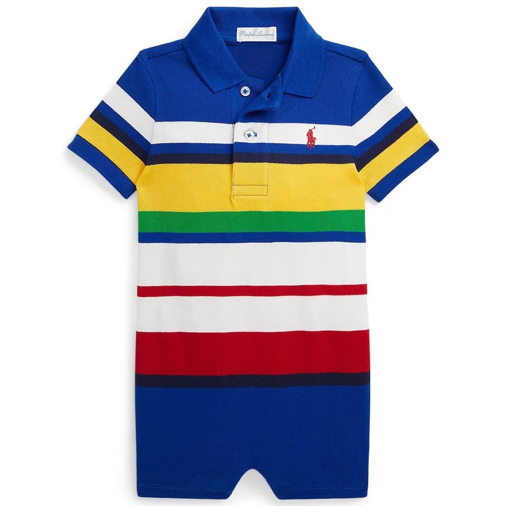 Polo Ralph Lauren Baby Boys Striped Cotton Mesh Polo Shortall
